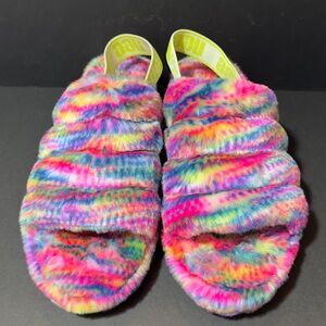 UGG Rainbow Fluffy Slippers